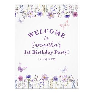 Aquarellgarten Wildblume 1 Geburtstag Willkommen Fotodruck