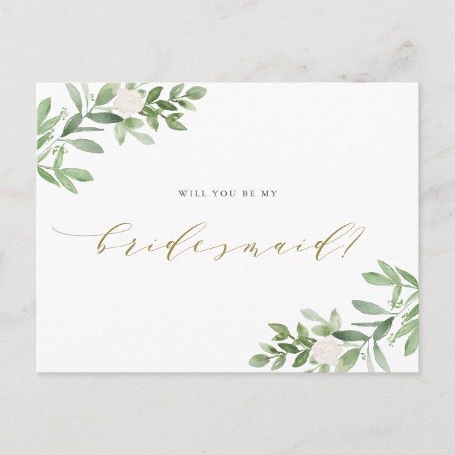 Aquarellgarten wird meine Bridesmaid sein Ankündigungspostkarte (Vorderseite)