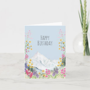 Aquarellgebirge mit Wildblume Dankeskarte