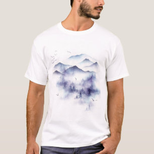 Aquarellgebirge, Winterlandschaft T-Shirt