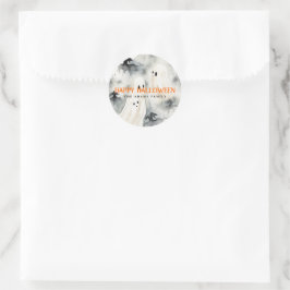 Aquarellgeister Personalisiert Happy Halloween Runder Aufkleber