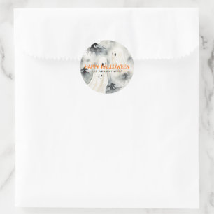Aquarellgeister Personalisiert Happy Halloween Runder Aufkleber