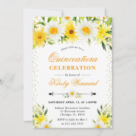 Aquarellgelbe Blumen und Milchpflanzen Quinceanera Einladung