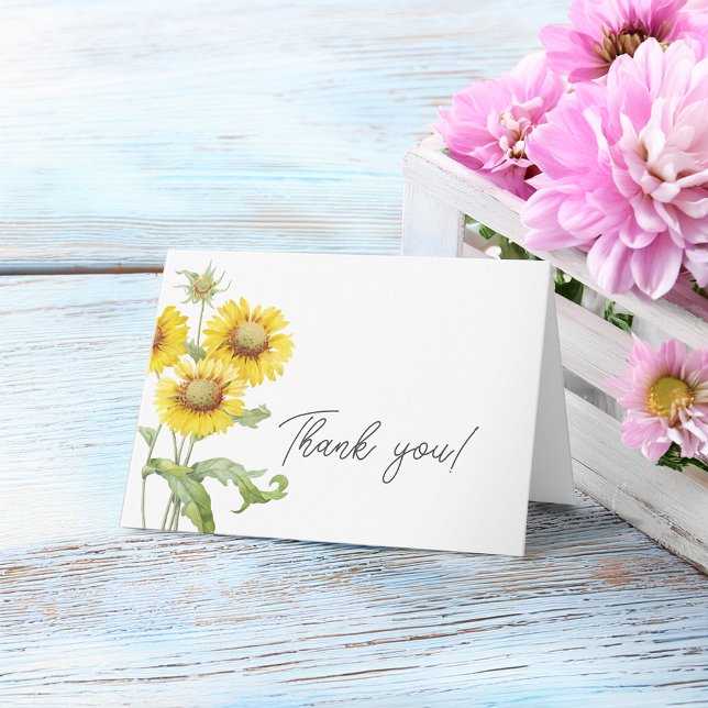 Aquarellgelbe Blumen Vielen Dank Karte (Watercolor Yellow Flowers Thank You Card)