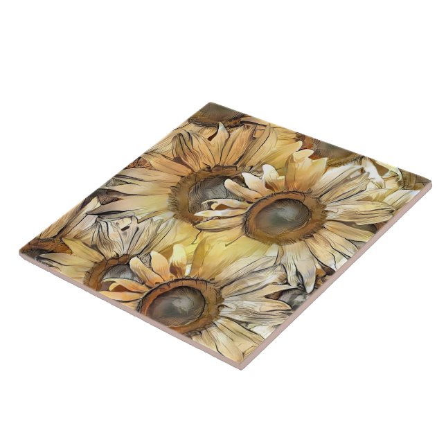 Aquarellgelbe Bouquet Sonnenblumen Sammlung Fliese (Seite)