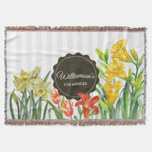 Aquarellgelbe Orangenfrühlingsblumen Decke
