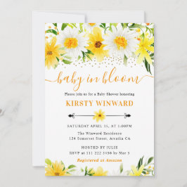 Aquarellgelbe Sommerdusche Blume Kinderdusche Einladung