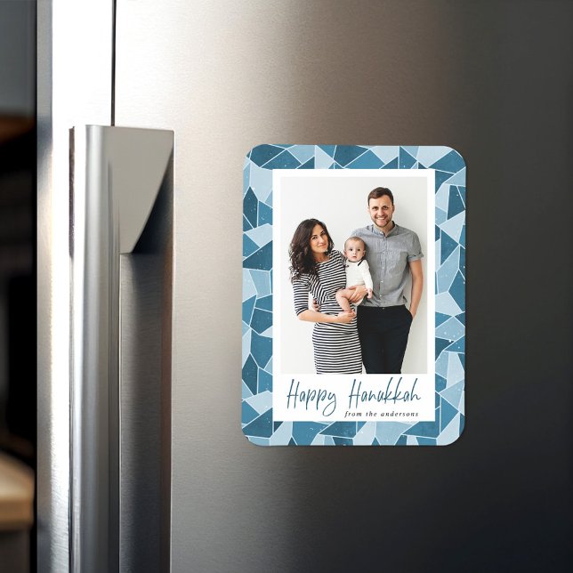 Aquarellgestanztes Glas Happy Hanukkah Foto Magnet (Von Creator hochgeladen)