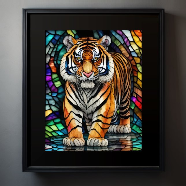 Aquarellgestanztes Glas Tiger 5:4 Poster (Von Creator hochgeladen)