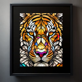 Aquarellgestanztes Glas Tiger 5:4 Poster