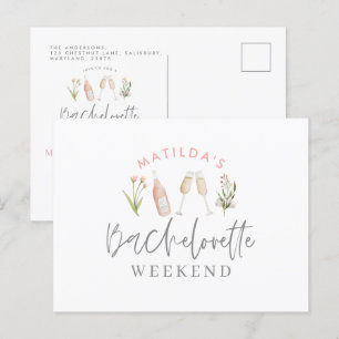 Aquarellgetränke Bachelorette Wochenende inv Einladungspostkarte
