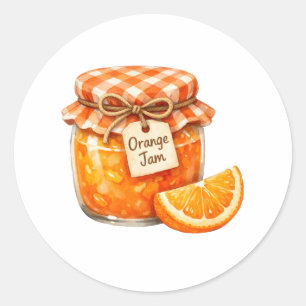 Aquarellglas mit frischer Orangenfruchtmarmelade Runder Aufkleber