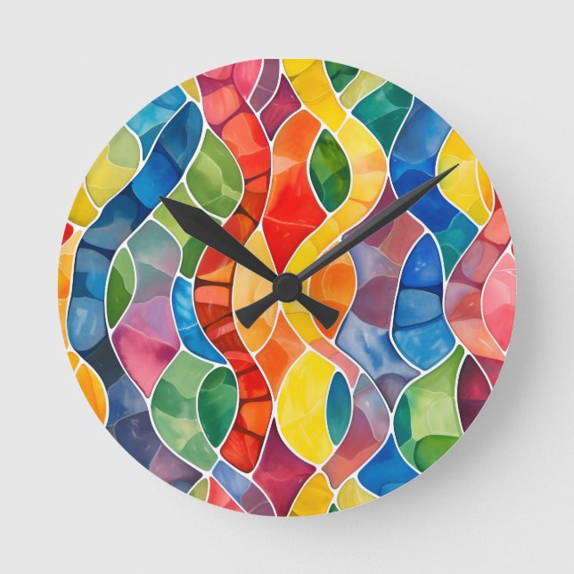 Aquarellglas Runde Wanduhr (Vorderseite)