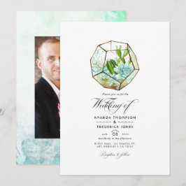Aquarellglas Terrarium Succulents Wedding Einladung