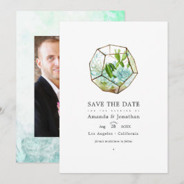 Aquarellglas Terrarium Succulents Wedding Save The Date