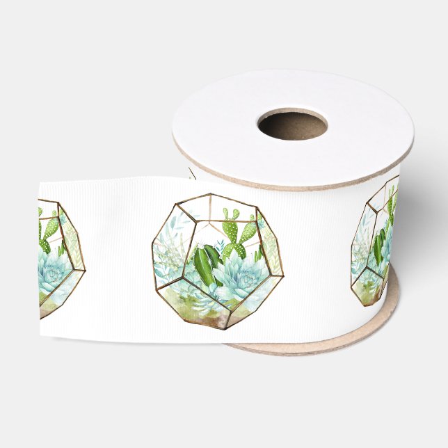 Aquarellglas Terrarium Succules Party Ripsband (Spule)