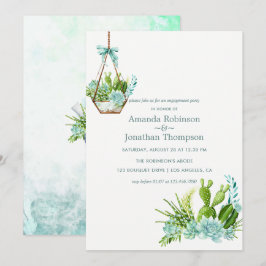Aquarellglas Terrarium Sukkulturen Verlobung Einladung