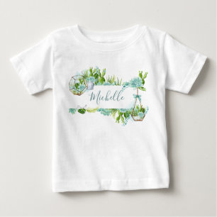 Aquarellglasterrarium Succulents Babydusche Baby T-shirt