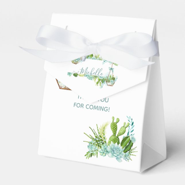 Aquarellglasterrarium Succulents Babydusche Geschenkschachtel (Vorderseite)