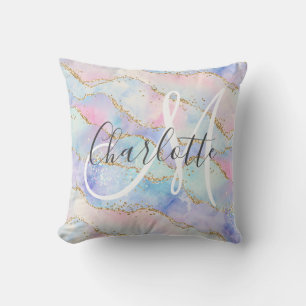 Aquarellgold-Glitzer in Monogramm Kissen