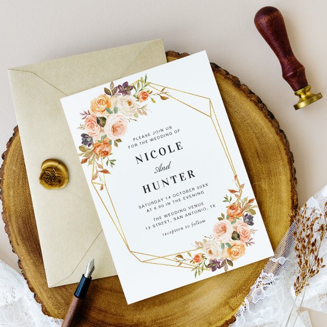 Aquarellgold und geometrische Hochzeit Einladung (Von Creator hochgeladen)