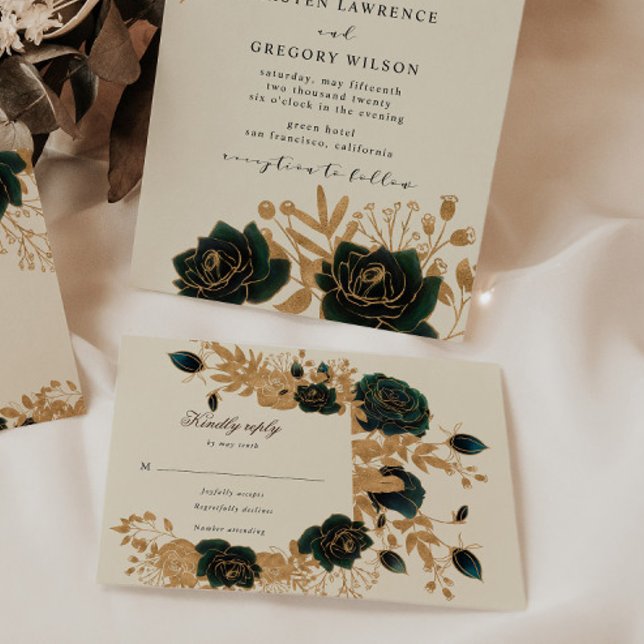 Aquarellgoldfarben Rose Blumenkohl-UAWG RSVP Karte (Von Creator hochgeladen)