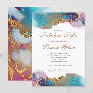 Aquarellgoldfolie Imitate zum Geburtstag Einladung