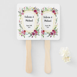 Aquarellgoldgeometrie mit Blumenzehen Hand Fans Fächer