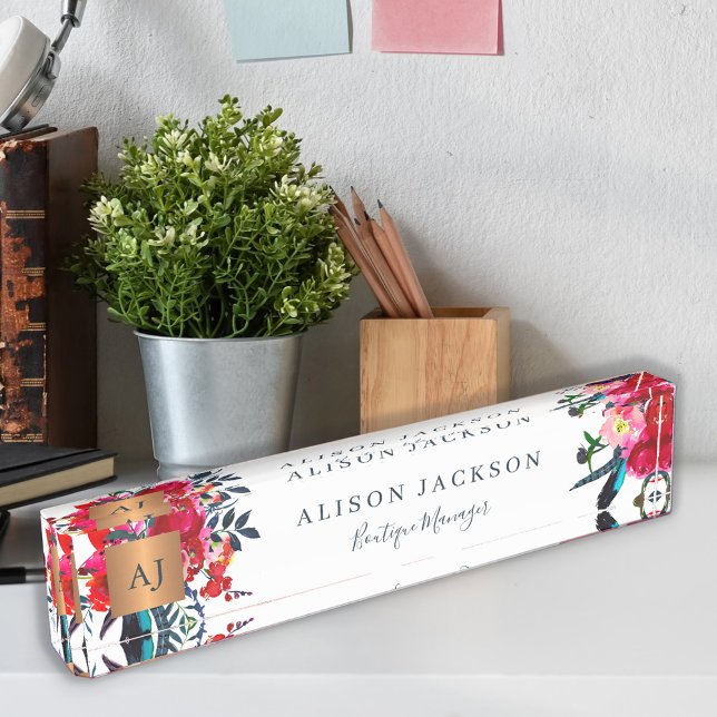 Aquarellgoldkupfer in Roter See mit Monogramm Namensplakette (Von Creator hochgeladen)