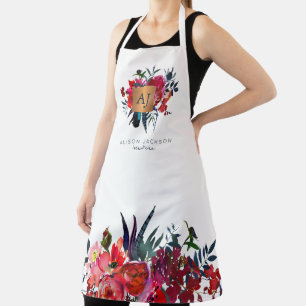 Aquarellgoldkupfer in Roter See mit Monogramm Schürze