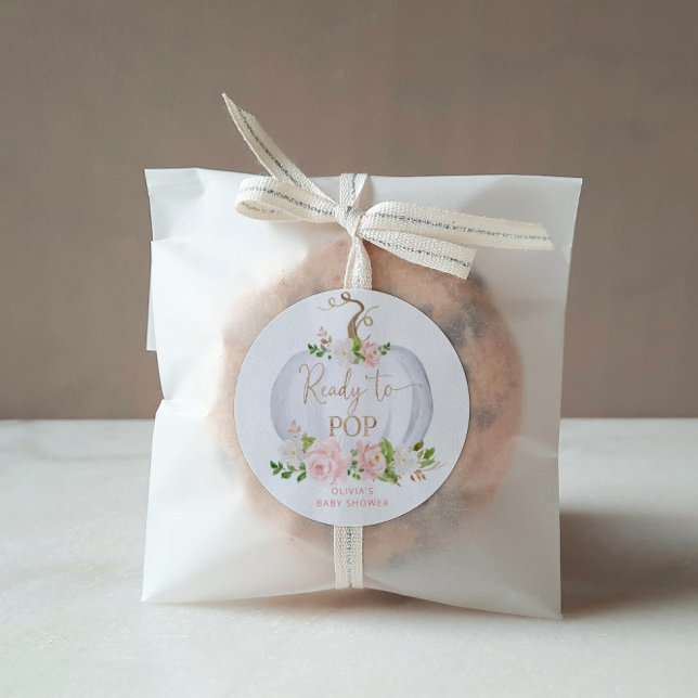 Aquarellgoldkürbis zum Pop Classic Roun Runder Aufkleber (Von Creator hochgeladen)