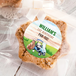 Aquarellgolf 1. Geburtstag Runder Aufkleber