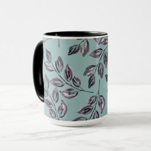 Aquarellgrau, schwarze Zweige auf Türkis Tasse