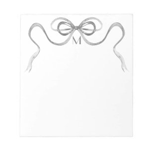 Aquarellgraue Bow Monogram Notepad Notizblock