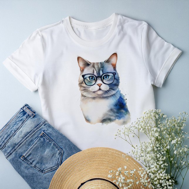 Aquarellgraue Tabby Personalisierte Katze Tri-Blend Shirt (Von Creator hochgeladen)