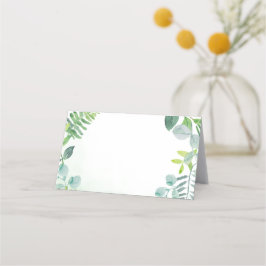 Aquarellgrauen Blattwerk Leere Hochzeit Platzkarte