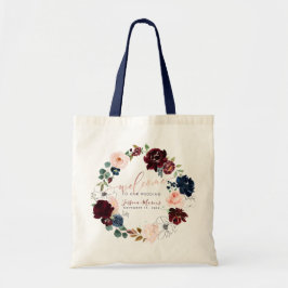 Aquarellgrauen + Blush-Blume Willkommen Tragetasche