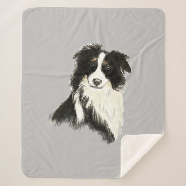 Aquarellgrenze Collie Hund Tier Tiereigenschaft Sherpadecke (Vorderseite)