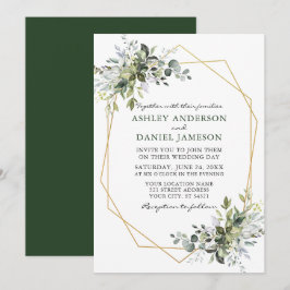 Aquarellgrönen Geometrische Rahmen Hochzeit Einladung