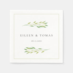 Aquarellgrün Blätter Hochzeitspapierserviette Serviette