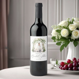 Aquarellgrün Blumengebirge Brautparty Weinetikett