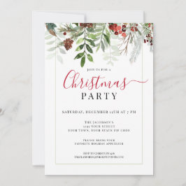Aquarellgrün Blumenwein Weihnachtsfest Party Einladung