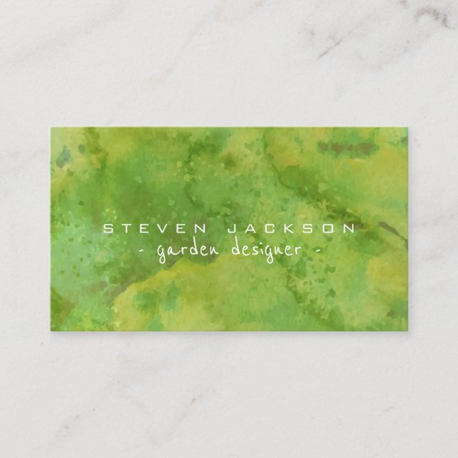 Aquarellgrün cooler abstrakter Gartendesigner Visitenkarte (Vorderseite)
