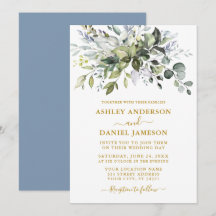 Aquarellgrün Dusty Blue Wedding Gold
