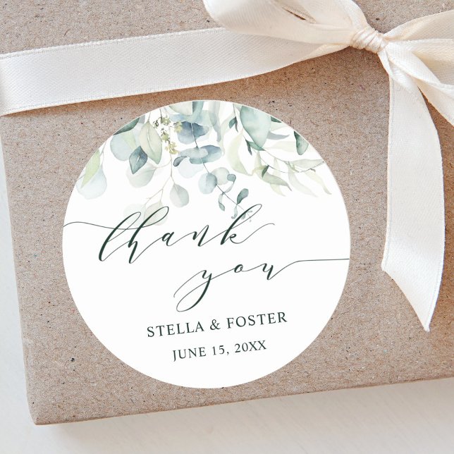 Aquarellgrün Folien Vielen Dank Runder Aufkleber (Von Creator hochgeladen)