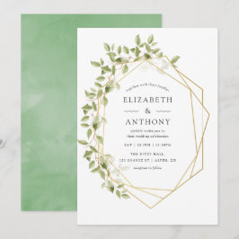 Aquarellgrün Geometrische Hochzeitseinladung Einladung
