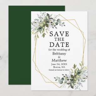 Aquarellgrün, geometrischer Rahmen, grün Save The Date