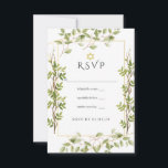 Aquarellgrün Geometrisches Bat Mitzvah RSVP Karte<br><div class="desc">Trendy Salbei grün und weiß Aquarell Blätter Fledermaus mitzvah uAwg mit goldenem geometrischem Rahmen.</div>