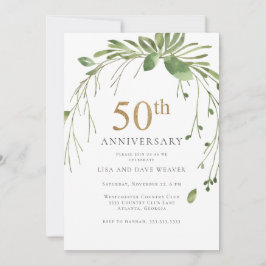 Aquarellgrün Gold 50 Jahre Jubiläum Einladung