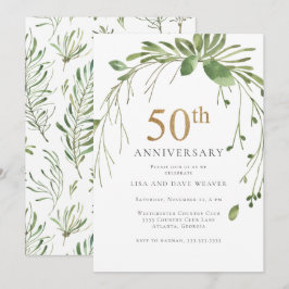 Aquarellgrün Gold 50 Jahre Jubiläum Einladung
